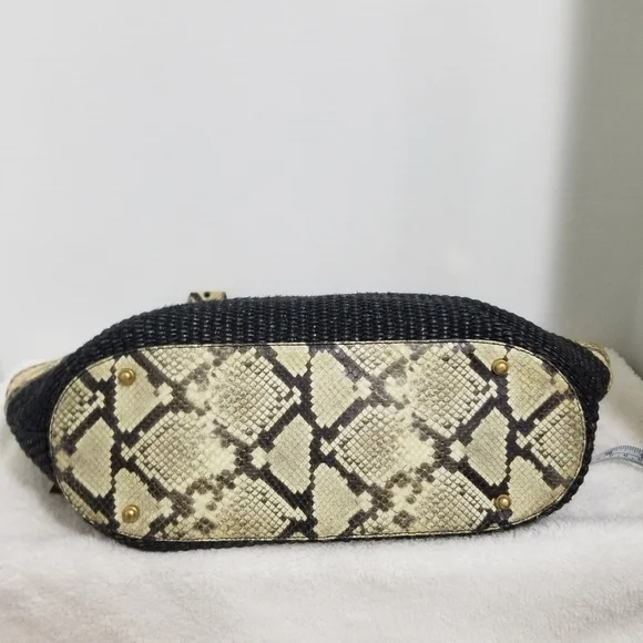 Vintage Brahmin Jute and Snakeskin Hobo bag